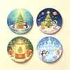 Nuevos posavasos planos de madera navideños transfronterizos con diseños de Papá Noel, motocicleta, renos y árbol de Navidad para decoración y regalo al por mayor