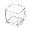 Suporte de Vela Quadrado de Vidro Transparente Espesso para Casa Aquário Quadrado Transparente Suporte de Vela Suporte de Vela de Aromaterapia Vaso Hidropônico
