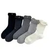 Meias de pérola com boca de botão femininas estilo balé de cano médio de algodão ins da moda estilo coreano doce pequeno estilo Chanel meias largas vazadas