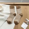 Meias de Terry para Mulheres, Novo Estilo Outono e Inverno, Meias de Cano Médio com Listras Contrastantes, Meias Grossas Quentes de Inverno, Meias Versáteis para Casa