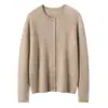 75% Cachemira 25% Seda de Morera Cárdigan de Cachemira con Cuello Redondo para Mujer Mujer 26 Otoño Invierno Nueva Moda Capa Base Ropa de Abrigo