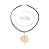 Collar Minimalista con Colgante de Sol Ins en Cordón de Cera, Cadena para Clavícula de Diseño Moderno y Sencillo, Nueva Joyería Transfronteriza para Mujeres