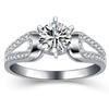 Anillo geométrico hueco de comercio exterior europeo y americano chapado en oro blanco de 18 quilates para boda con diamante de 2 quilates, anillo de cola, joyería
