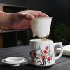 Taza de Té de Cerámica de Jade con Filtro para Separar el Té y el Agua, Taza Doméstica para Preparar Té
