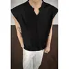 Chaleco de Cuello en V Texturizado para Hombre, Nuevo Estilo de Verano Camiseta sin Mangas Estilo Americano, Talla Grande Sudadera Deportiva Casual de Secado Rápido