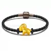 Pulsera de Hilo de Oro Duro de 999 de Oro Puro con Cuenta Giratoria de la Suerte del Signo Zodiacal Oveja Oveja Propicia Año del Zodiaco Cuerda Roja de Cuero Venta al por Mayor