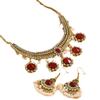 Conjunto de joyas de rubí retro bohemio transfronterizo europeo y americano con cuentas de gota de perla, collar y pendientes exagerados