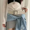 Cinto Larga de Camurça Coreano para Mulheres, Cinto de Cintura Estilo Boêmio High-End Cor Pura com Efeito Emagrecedor para Saia