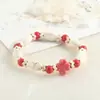 Nova Pulseira de Cerâmica Jingdezhen Trevo de Quatro Folhas, Pulseira de Contas Fresca de Luxo Discreto, Atacado para Barracas, Joias de Amizade
