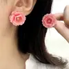 Pendientes Súper Hada Dulces de Flor Roja Estilo Mori Estilo Pastoral Frescos y Elegantes Pendientes Elegantes Elegantes Joyería de Diseño de Nicho