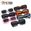 Gafas de Sol de Caja para Mujer Europeas y Americanas Moda Color Laca Artesanía Adorno Gafas de Sol Retro Impresionantes Gafas Planas 8260