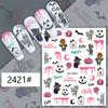 Stickers de uñas de Halloween transfronterizos calavera calabaza malvada rojo brillante tarjeta bruja graffiti stickers de uñas al por mayor