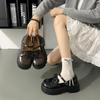 Zapatos de Cuero con Suela Gruesa Estilo Retro Francés Británico para Mujer 2025 Nuevo Primavera Combinan con Todo Aumentan la Altura Sin Cordones Zapatos Lofu