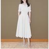 En Stock Venta al por mayor Directo de Fábrica Vestido Nuevo de Color Sólido, Nuevo de Primavera Negro Estilo Francés Vintage Elegante Vestido Largo para Mujer