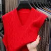 Comércio exterior outono e inverno engrossado anti-pilling gola V colete de malha suéter masculino sem mangas suéter de fio duplo