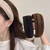 Faixa de Cabeça Elegante de Alta Qualidade Estilo Francês com Pregas Sanfonadas Cor Sólida Aba Larga para Mulheres 2025 Nova Faixa de Cabeça de Coroa Alta Acessório de Cabelo