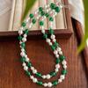 Guofeng Estilo Literario Retro Natural Vitrificado alta calidad Calcedonia Verde Perla Shi Jia Zhengyuan Cadena para Clavícula Collar