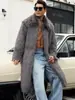 Nuevo abrigo de hombre para otoño e invierno con cuello cuadrado de piel sintética, abrigo largo para hombre, abrigo de piel sintética de zorro en stock para comercio exterior europeo y americano