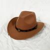 Sombrero Cowboy Occidental de Lana para Hombre y Mujer Europeo y Americano Hebilla de Cuero con Ala Grande Enrollada Sombrero de Copa Sombrero de Fieltro Sombrero de Jazz