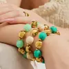 Collar de acero inoxidable con cuentas ovaladas multicolor transfronterizo europeo y americano, pulsera de cadena para clavícula de mujer de nicho de lujo ligero