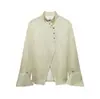 Nova Roupa Feminina Primavera e Outono 2026 Blazer de Manga Longa Cor Sólida com Gola Meia-Alta Decorativo em Camadas com Design Simples em Estilo Europeu e Americano