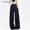 Jeans Azules Oscuros de Pierna Ancha para Mujer, Verano Trendy Versátil Nuevos Delgados de Cintura Alta Sueltos con Caída de Tela Vaquera Pantalones Largos hasta el Suelo