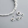 S925 Sterling Silver Blister Beads DIY Handmade Rope Acessórios Bubble Beads Handstring Material Roda Beads Flat Beads