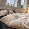 Juego de ropa de cama de cuatro piezas de gasa de doble capa transpirable 100% algodón Clase A, funda de edredón de algodón puro, juego de sábanas de tres piezas, juego de ropa de cama estilo ins