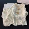 Pijama de Algodão Yunduo Feminina Verão Fina Urso de Desenho Animado Conjunto de Manga Curta Roupas de Casa de Alta Qualidade Pode Ser Usada Fora Atacado Transfronteiriço