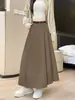 Falda midi plisada de cintura alta para mujer para otoño e invierno, estilo nuevo, adelgazante, elegante y sofisticada, adecuada para trajes