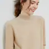 Suéter de Lana 100% Merino Australiano de Primera Línea Listo para Usar para Mujer, Tejido de Cuello Medio Alto, Capa Base de Color Sólido, Suéter Fino de Lana