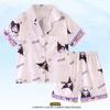 Pijama Infantil Meninas Verão Mãe e Filha Seda Gelada Desenho Animado Fino Meninas 15 anos Alunos do Ensino Fundamental Conjunto de Shorts e Cardigan