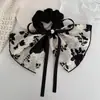 Accesorios para el Cabello de Tela No Metálica, Elástico Elegante Estilo Francés con Moño de Cinta Floral, Goma para el Cabello Suave Vintage para Mujeres