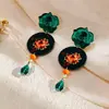 Pendientes Transfronterizos Europeos y Americanos de Flor de Resina de Aguja Plateada Redondos con Forma de Gota de Agua Diseño Simple Sentido de la Moda Pendientes Versátiles de Moda para Mujer