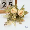 Flores Artificiais Rosa Névoa de Outono Buquê Amarrado à Mão Ímã de Geladeira Arranjo de Flores Decoração Cor de Outono Buquê de Rosas Flor de Seda Difusor de Aroma Vaso Arranjo de Flores