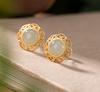 Brincos de prata esterlina S925 Hetian jade Jade Sul vermelho retro personalidade temperamento padrão oco brincos femininos brincos