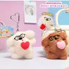 Dibujo Animado Lindo Dulce Amor Cachorro Tirar Muñeco de Felpa Llavero Divertido Colgante para Bolso de Pareja Día de San Valentín Chino