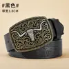 Cinturón de Cuero Juvenil Occidental de Vaquero de Moda para Hombre Estilo Nuevo Cinturón Ancho Estilo Callejero Americano Cinturón para Ropa Exterior