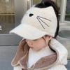 Gorra de Pato para Niños Otoño e Invierno Estilo Extranjero para Niñas de Punto con Parte Superior Abierta Gorra de Béisbol de Lana para Bebés Niños Gato