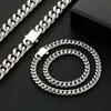 Corrente Cubana de Aço Inoxidável 8-14mm Europeia e Americana Transfronteiriça Amazon Masculina Personalizada Colar Pulseira Cubana 24K Venda Direta