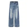 Calça Jeans Branca Desgastada Rasgada para Homens, Marca de Moda High Street, Calça Casual Solta de Corte Reto, Calça Versátil de Barra Larga Desgastada