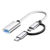 Cable Adaptador OTG Tipo-C Trenzado de Metal USB Hembra a Tipo-C Convertidor Adaptador de Datos de Carga para Unidad USB