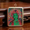 Promoção Quente Xizang Nepal Thangka Puro Pintado à Mão Pingente da Tara Branca Unissex Corrente de Suéter da Tara Verde Artística Leve