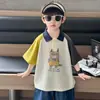 Camiseta de Manga Corta para Niño X218 Ropa de Verano Camisa Polo Para Bebés y Niños Pequeños Nuevo Estilo de Verano Top con Bloques de Color Ropa para Niños