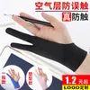 Luvas de três camadas antiderrapantes para desenho artístico e anti-suor para tablets de desenho digital, logo personalizado do fabricante, luvas de pintura com um dedo anti-toque acidental