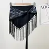 Lenço Triangular com Franjas, Estampa de Leopardo, Seda Brilhante, Multifuncional de Verão, Nicho, Cinto Decorativo de Alta Qualidade, Acessório para Camadas