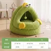 Nido para Gato Semicerrado Engrosado Doble Cara Polar Cálido de Invierno y a Prueba de Viento Nido para Mascota Cómoda Alfombrilla para Dormir para Gato y Perro