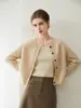 Novo cardigã de cashmere feminino para outono e inverno, gola redonda, jaqueta de tricô de abotoamento simples, suéter de cashmere solto, macio e leve