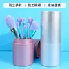 Tubo de Armazenamento para Pincéis de Maquiagem Cilíndrico Portátil Viagem Caixa de Armazenamento de Ferramentas de Maquiagem com Fivela à Prova de Poeira Barril de Bolsa de Cosméticos Pu