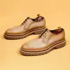 Zapatos Oxford Brogue para Hombre, Piel de Vacuno de Capa Superior Envejecida, Suela Gruesa, Aumentan la Altura, Versátiles Zapatos de Cuero Formales de Negocios Estilo Británico para Hombres